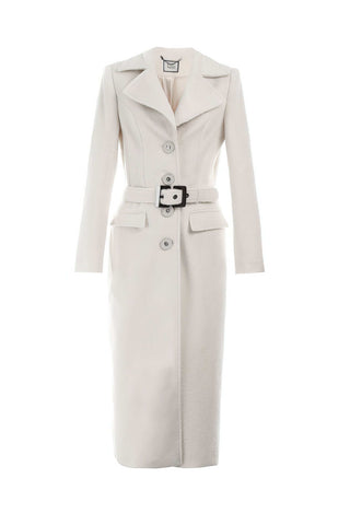 Ivory Belted Midi Coat, Linea