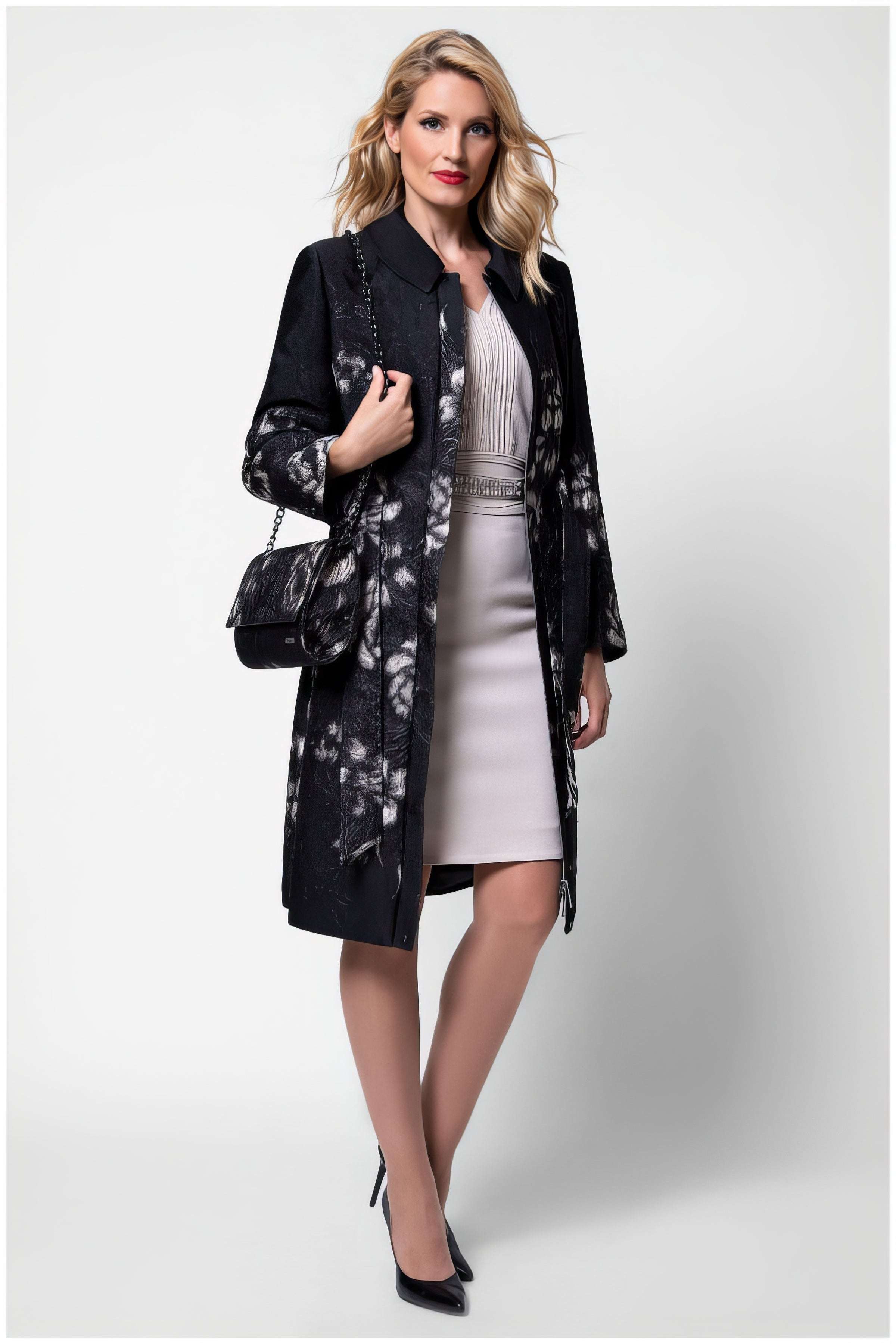 Silver Floral Jacquard Light Coat, Emma
