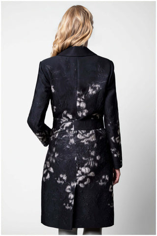 Silver Floral Jacquard Light Coat, Emma