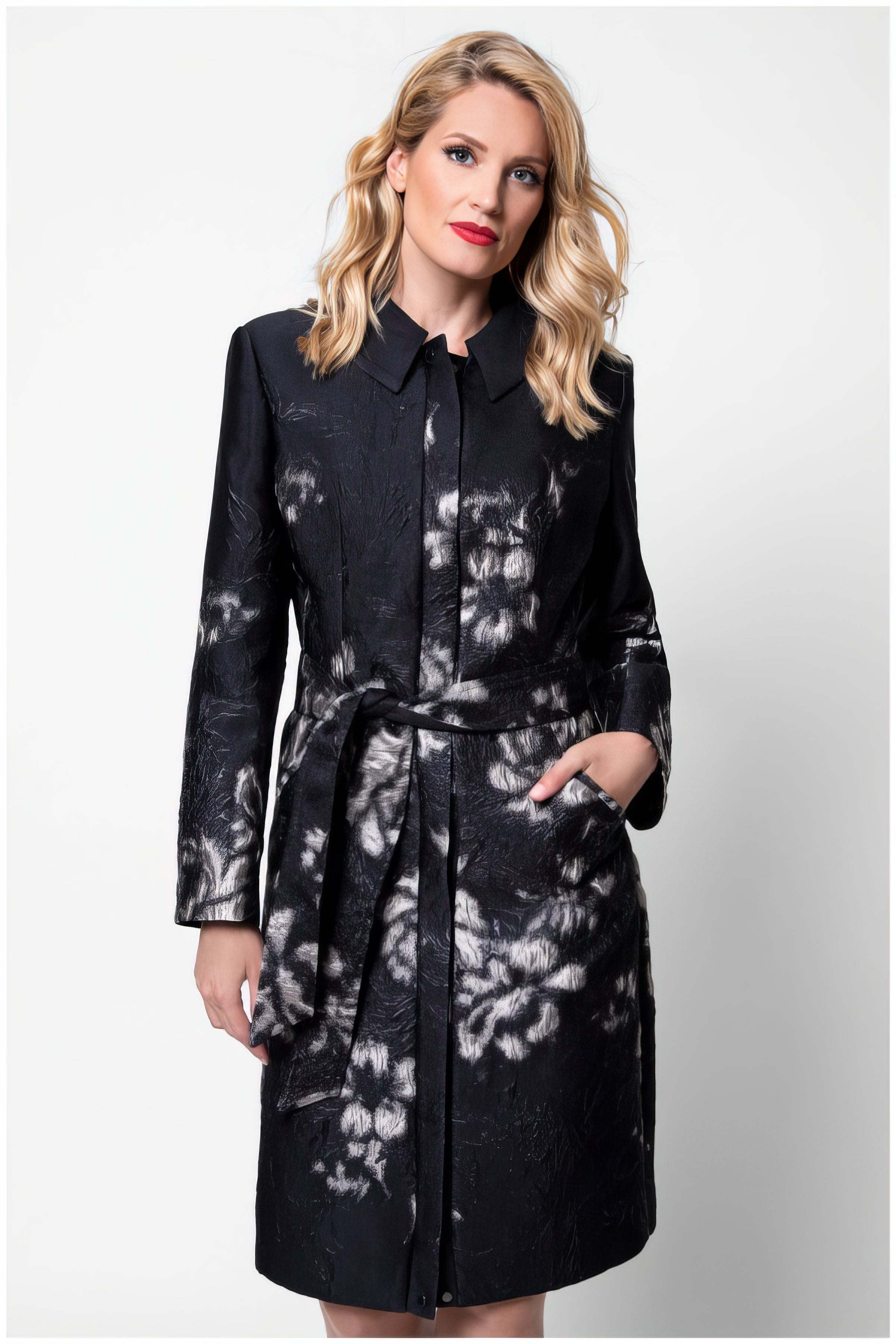 Silver Floral Jacquard Light Coat, Emma