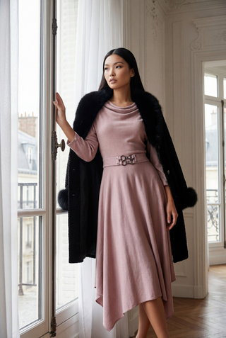 Pink Cotton Midi Dress, Iris