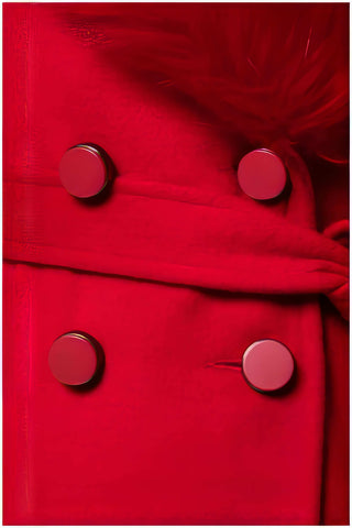 Red Wool Coat with Faux-Fur Collar, Selina