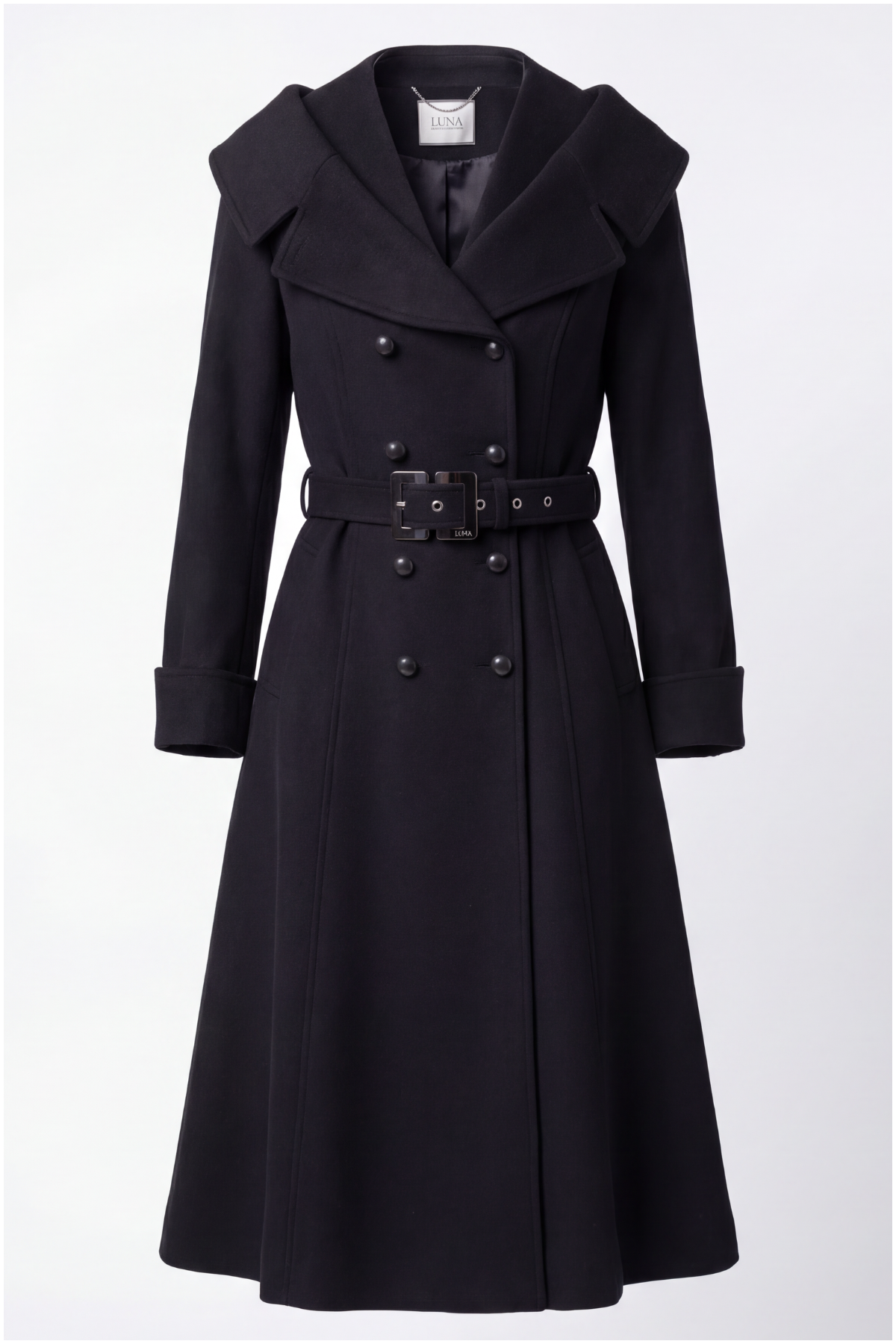 Black Wool Wrap Coat, Nicole