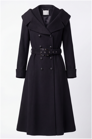 Black Wool Wrap Coat, Nicole