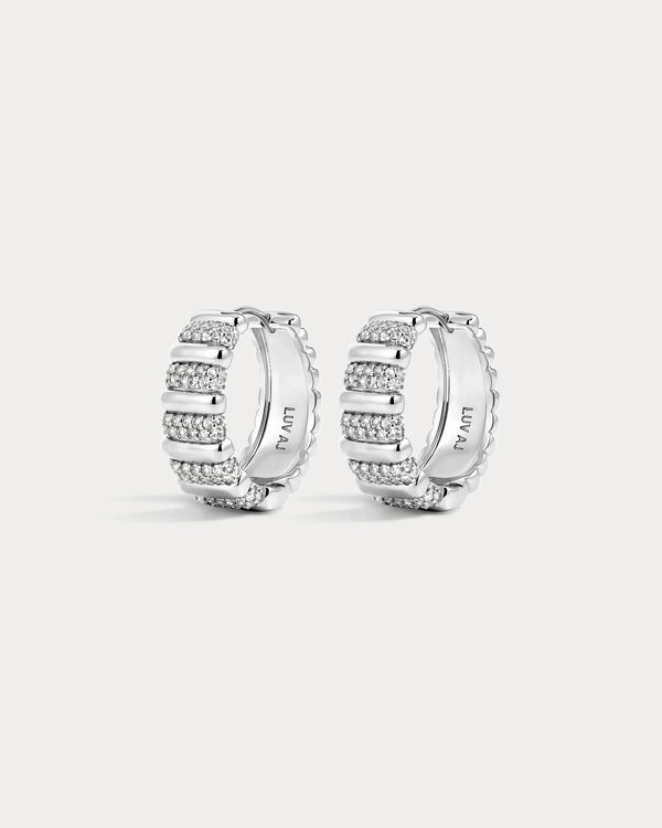 The Pave Marbella Ridged Hoop - Glamourous Grace