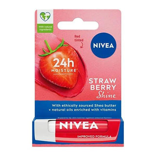 Nivea Strawberry Lip Care - Moisturizing, Tinted Shine with Hydra IQ - Fruity Shine Lip Balm - Glamourous Grace