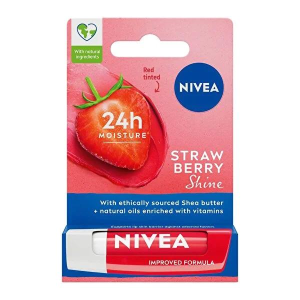 Nivea Strawberry Lip Care - Moisturizing, Tinted Shine with Hydra IQ - Fruity Shine Lip Balm - Glamourous Grace