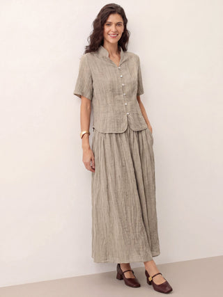 Lyocell Textured Pleated Waist Skirt ROSAMUND - Glamourous Grace