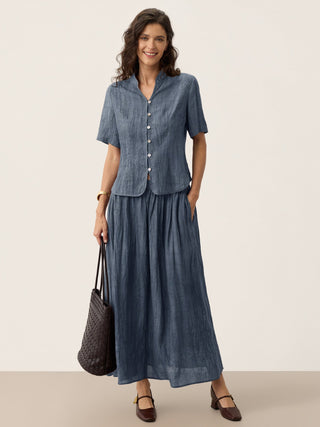 Lyocell Textured Pleated Waist Skirt ROSAMUND - Glamourous Grace