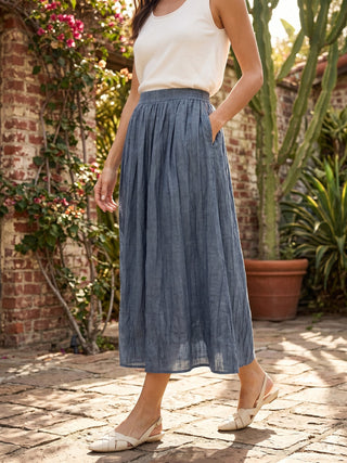 Lyocell Textured Pleated Waist Skirt ROSAMUND - Glamourous Grace
