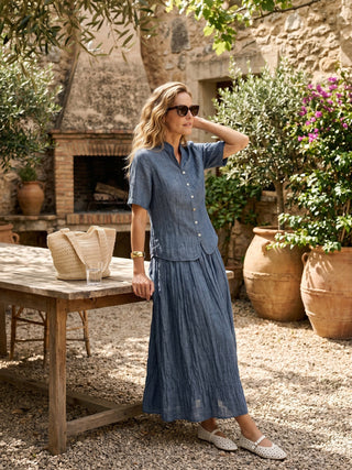 Lyocell Textured Pleated Waist Skirt ROSAMUND - Glamourous Grace