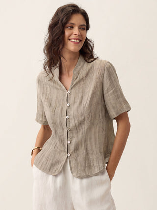 Lyocell Textured Stand Collar Shirt Jacket PHILIPPA - Glamourous Grace