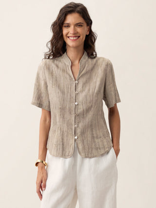 Lyocell Textured Stand Collar Shirt Jacket PHILIPPA - Glamourous Grace