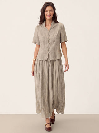 Lyocell Textured Stand Collar Shirt Jacket PHILIPPA - Glamourous Grace