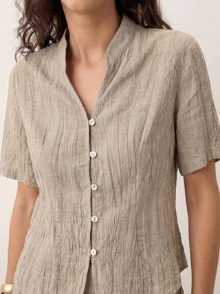 Lyocell Textured Stand Collar Shirt Jacket PHILIPPA - Glamourous Grace