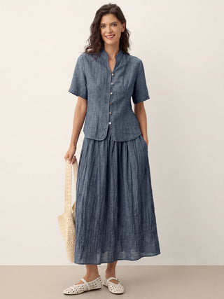Lyocell Textured Stand Collar Shirt Jacket PHILIPPA - Glamourous Grace