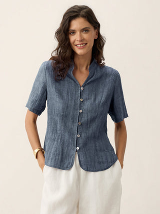 Lyocell Textured Stand Collar Shirt Jacket PHILIPPA - Glamourous Grace