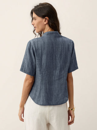 Lyocell Textured Stand Collar Shirt Jacket PHILIPPA - Glamourous Grace