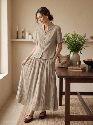 Lyocell Textured Stand Collar Shirt Jacket PHILIPPA - Glamourous Grace