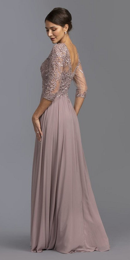 CLEARANCE - Aspeed M2340 Appliqued Mid-Length Long Formal Dress (Size Large) - Glamourous Grace