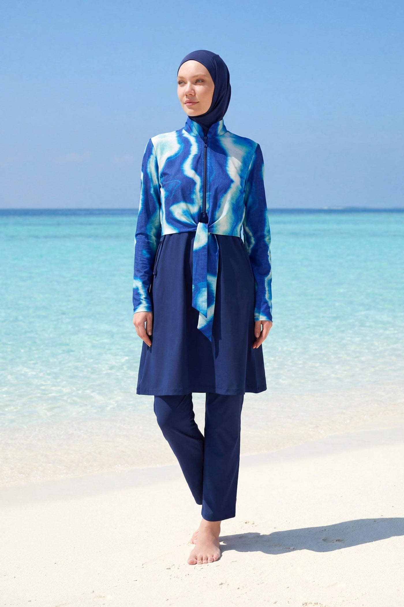 Navy Full Coverage Modest Swimwear Burkini Set M2530-2 - Glamourous Grace