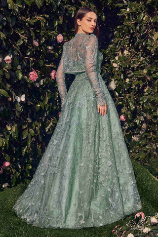 Andrea & Leo MA104 Strapless Embroidered Ball Gown With Removable Jacket