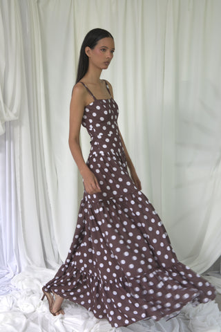 MARANTA DRESS IN MAROON POLKA DOTS - Glamourous Grace