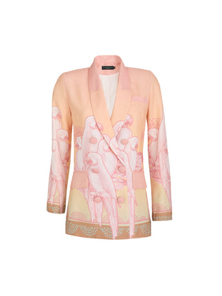 MARCELA TAILORED JACKET SUIT IN CORAL MACAW PRINT - Glamourous Grace