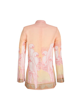 MARCELA TAILORED JACKET SUIT IN CORAL MACAW PRINT - Glamourous Grace