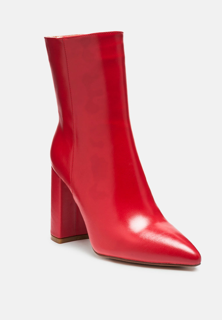 Block Heeled Leather Ankle Boot - Glamourous Grace