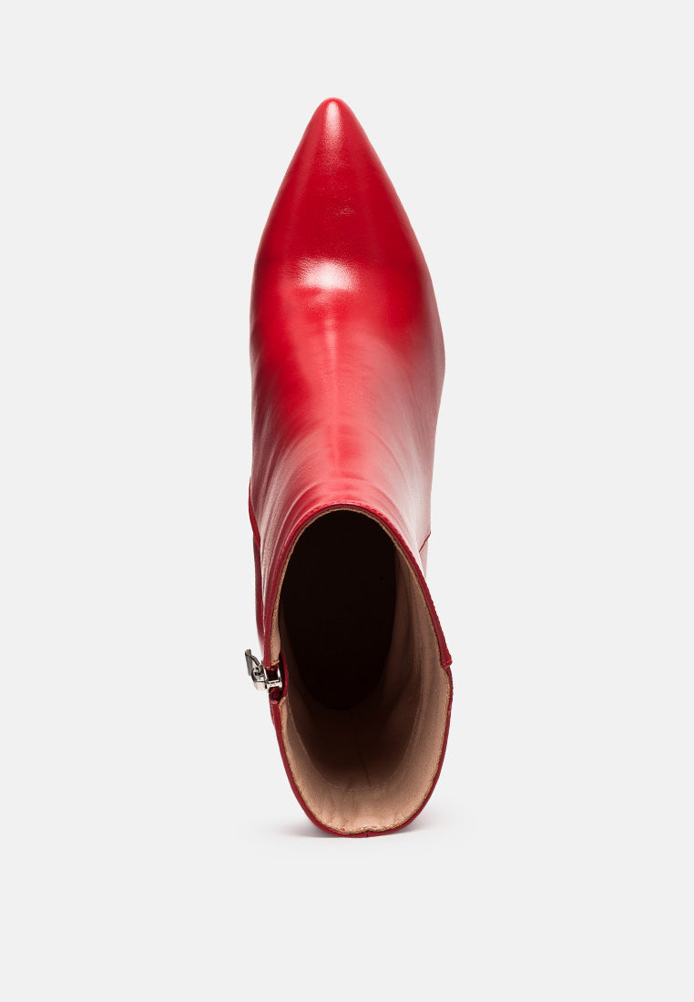 Block Heeled Leather Ankle Boot - Glamourous Grace