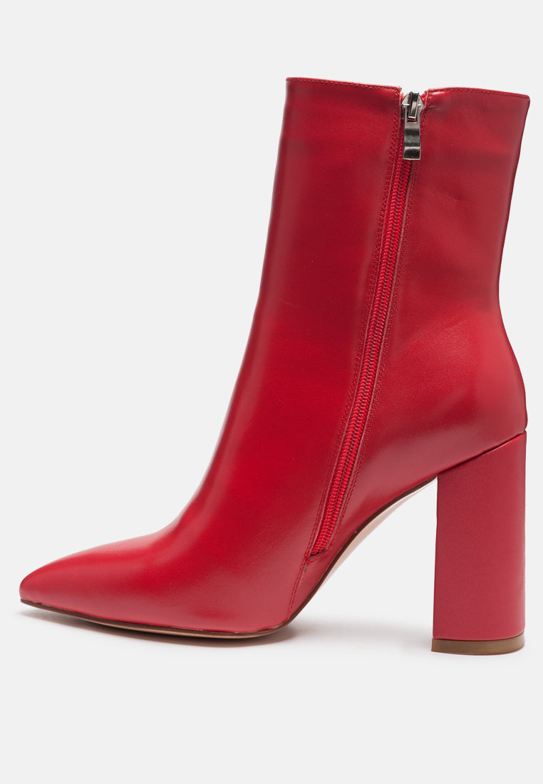 Block Heeled Leather Ankle Boot - Glamourous Grace