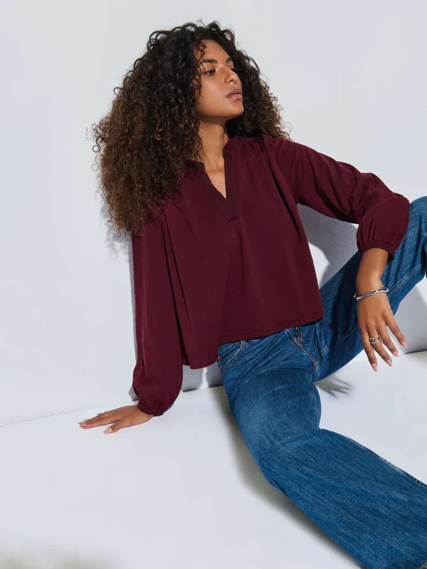 Nation LTD Maya V-Neck Top - Glamourous Grace