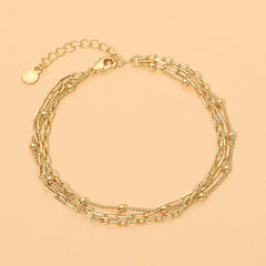 18K Gold Dipped Beaded Paperclip Chain Layered Bracelet