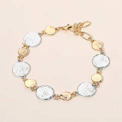 Textured Metal Disc Link Bracelet