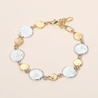 Textured Metal Disc Link Bracelet