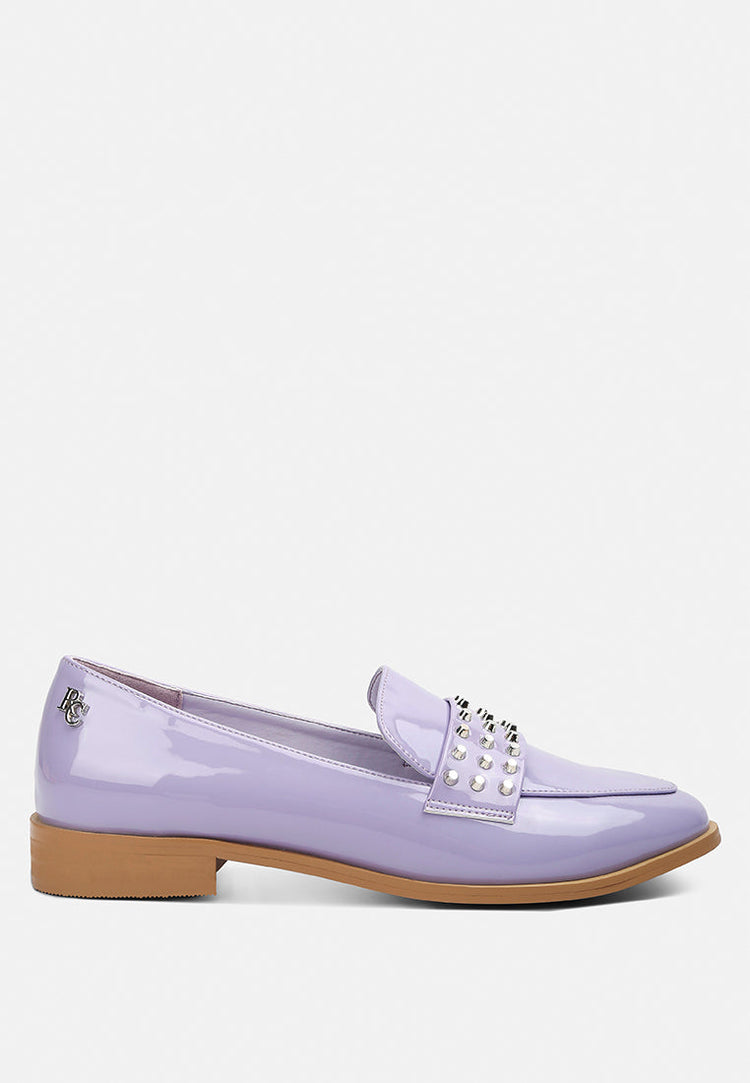 Meanbabe Semicasual Stud Detail Patent Loafers - Glamourous Grace