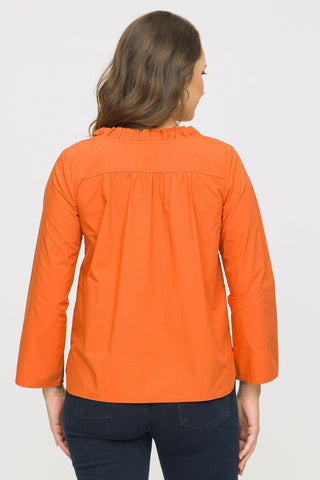 3/4 Sleeve Ruffle V Tunic