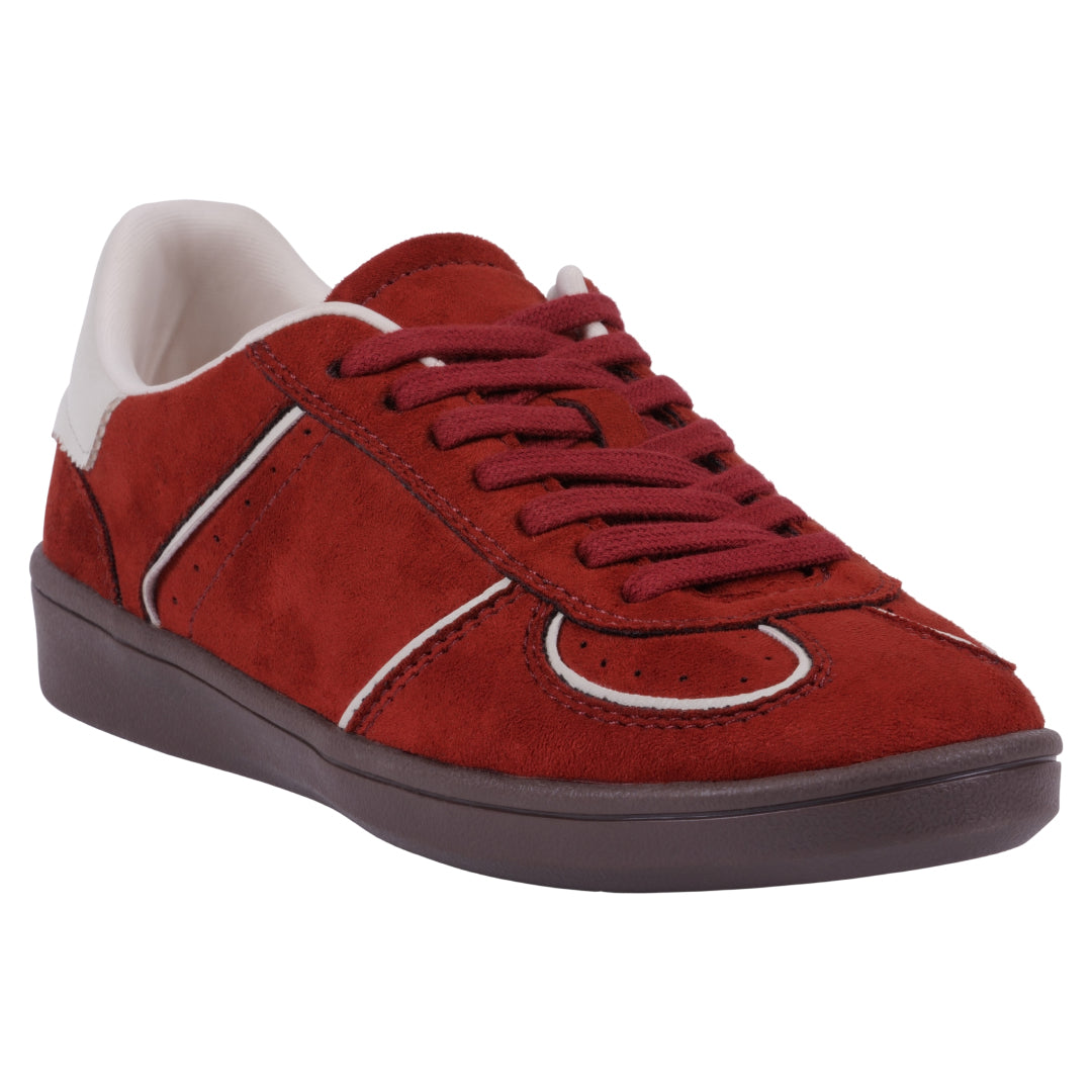 Women's Milan Chocolate Suede Lace Up Sneaker - Glamourous Grace