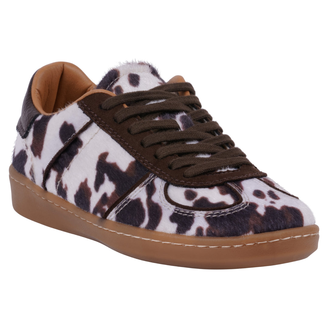 Women's Milan Cow Print Lace Up Sneaker - Glamourous Grace