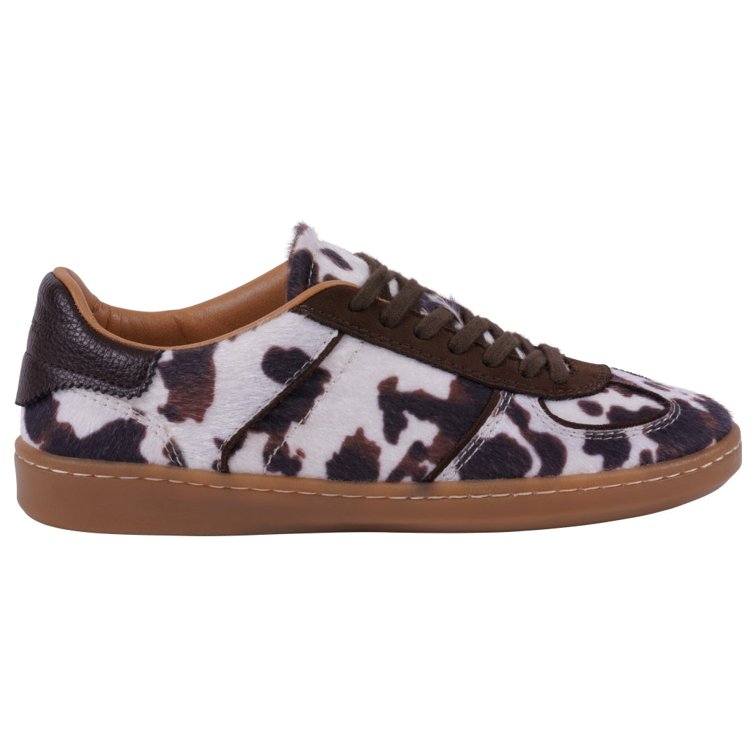 Women's Milan Cow Print Lace Up Sneaker - Glamourous Grace