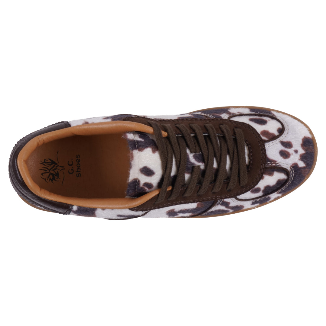 Women's Milan Cow Print Lace Up Sneaker - Glamourous Grace