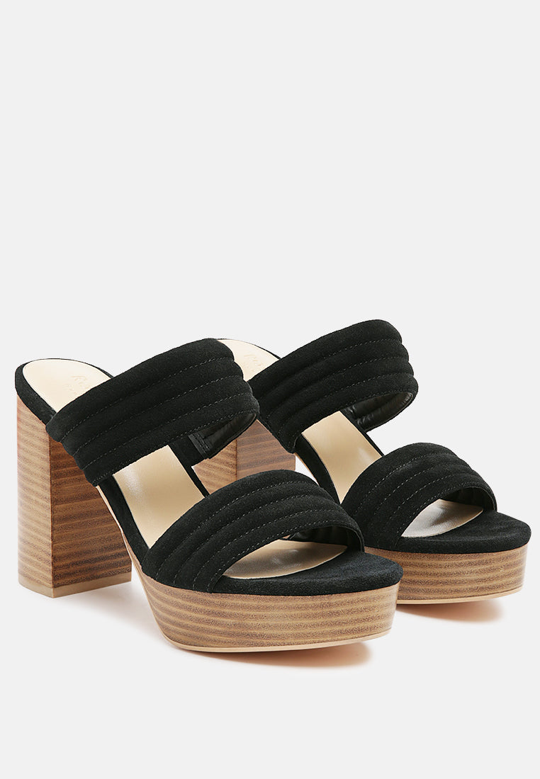 Mille-Feux Suede Slip-On Block Heeled Sandal - Glamourous Grace