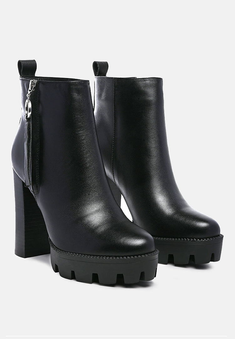 High Heeled Leather Ankle Boot
