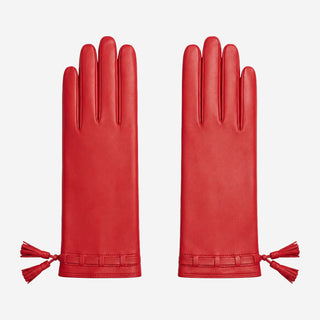MM5010 (red) - Italian lambskin tassel gloves with luxurious cashmere lining - Glamourous Grace