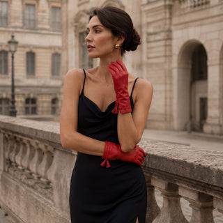 MM5010 (red) - Italian lambskin tassel gloves with luxurious cashmere lining - Glamourous Grace