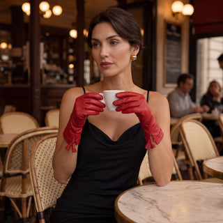 MM5010 (red) - Italian lambskin tassel gloves with luxurious cashmere lining - Glamourous Grace