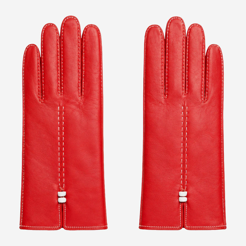 MM5020 (red/white) – Italian lambskin cashmere-lined leather gloves - Glamourous Grace