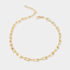 Gold Dipped Bold Beaded Paperclip Chain Necklace
