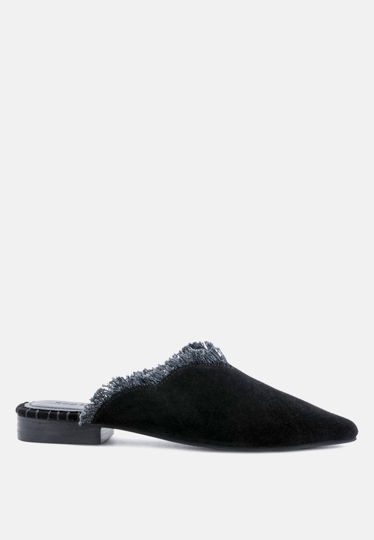 Molly Frayed Leather Mules - Glamourous Grace